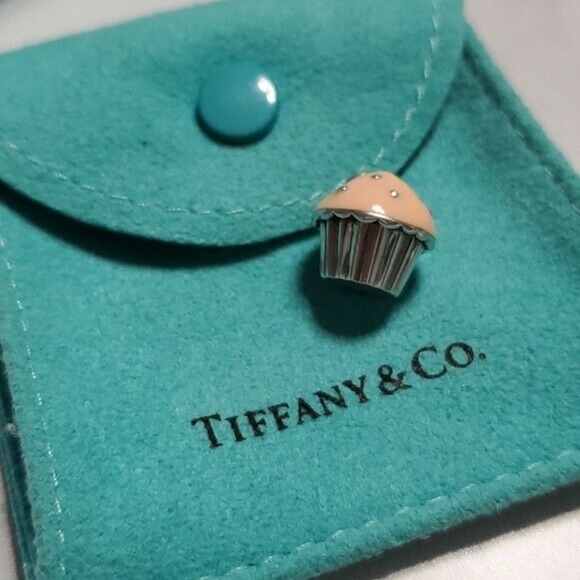Tiffany & Co. Pink Enamel Cupcake Silver Charm